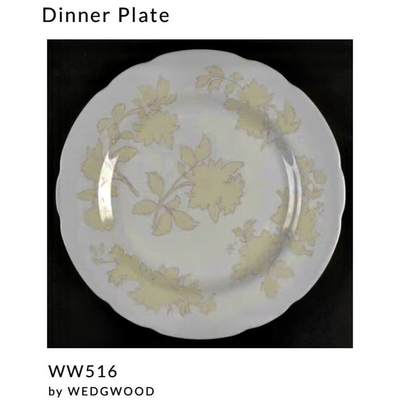 Rare Vtg Wedgwood Bone China Set of 2 11” Dinner Plates WW516 Yellow Floral - Picture 7 of 7